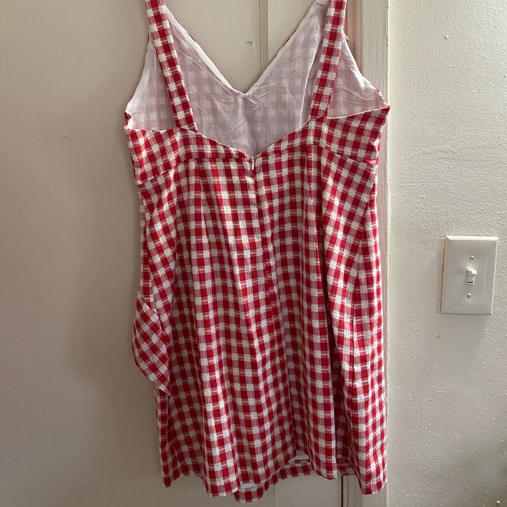 Cute red & white checkered dress with ruffle